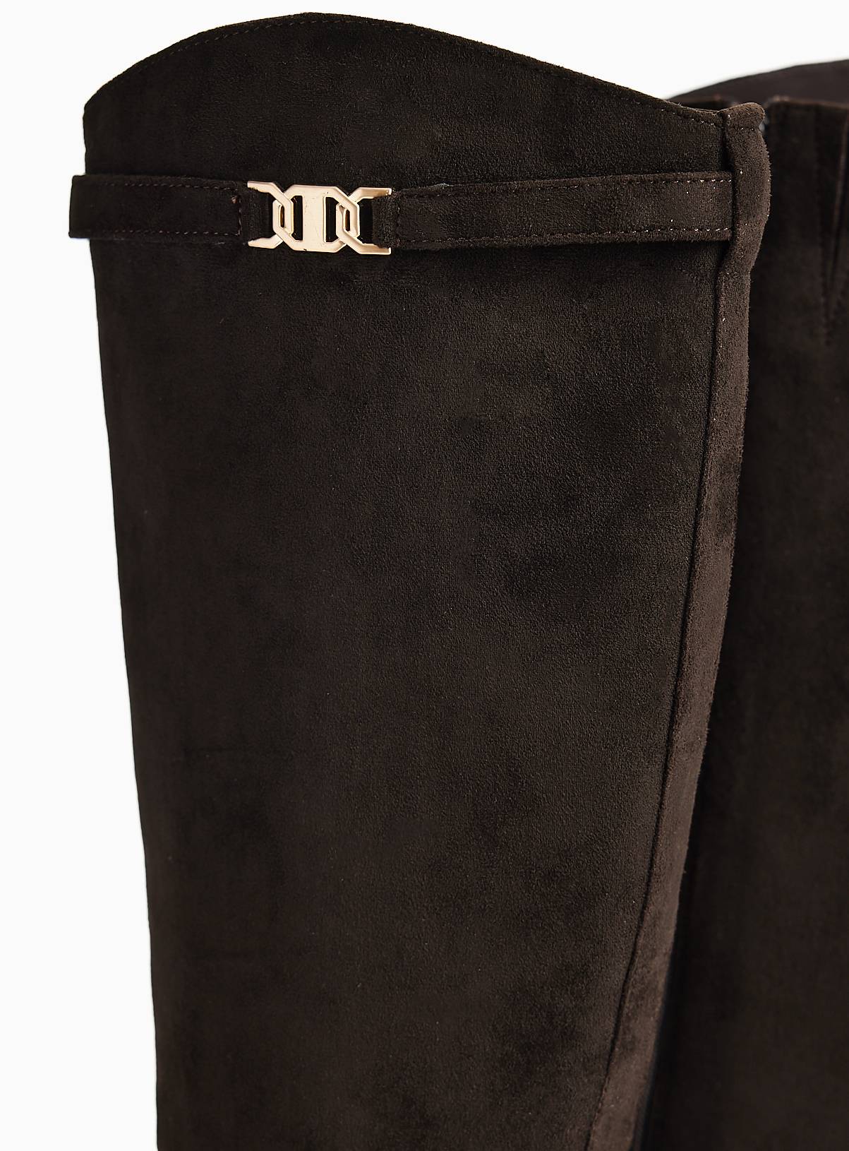 Black Faux Suede Long Equestrian Rider Boots 4 - Image 3